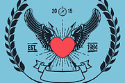 Vintage Hipster Logo Angel Heart