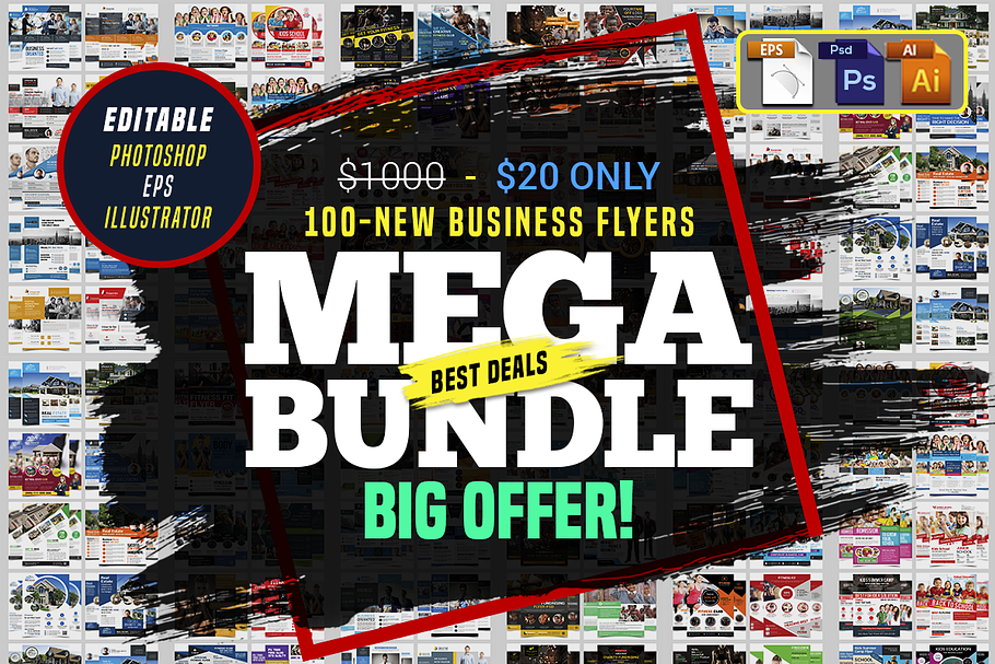 100 Business Flyers Bundle in Flyer Templates - product preview 8