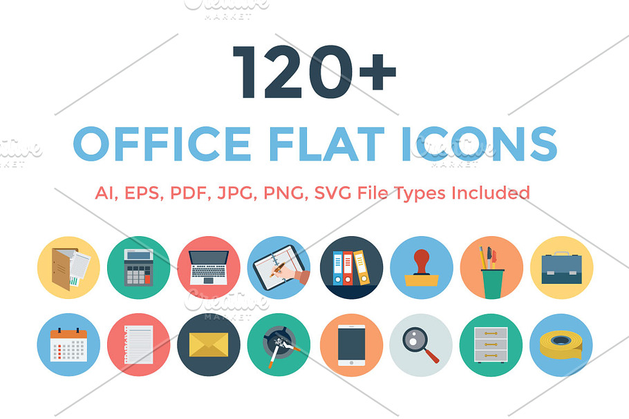 120+ Office Flat Icons in Graphics - product preview 8