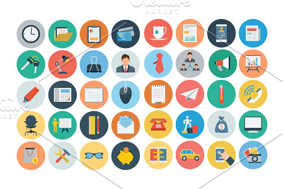 120+ Office Flat Icons in Graphics - product preview 1