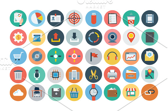 120+ Office Flat Icons in Graphics - product preview 2
