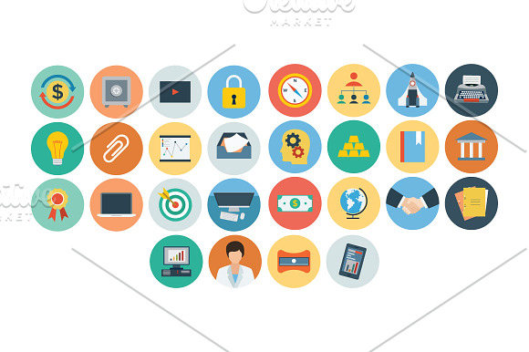 120+ Office Flat Icons in Graphics - product preview 3