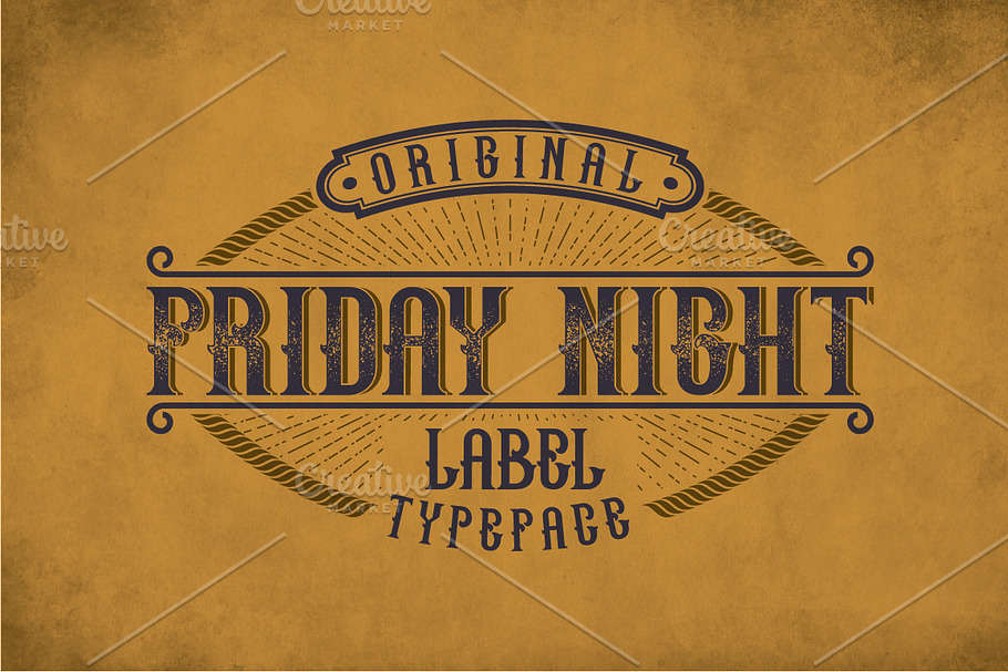 Friday Night Vintage Label Typeface in Display Fonts - product preview 8