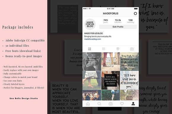 30 Love Quote Instagram Pack in Instagram Templates - product preview 4