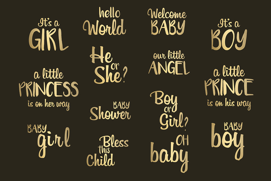 Baby Shower Gold Foil Word Art