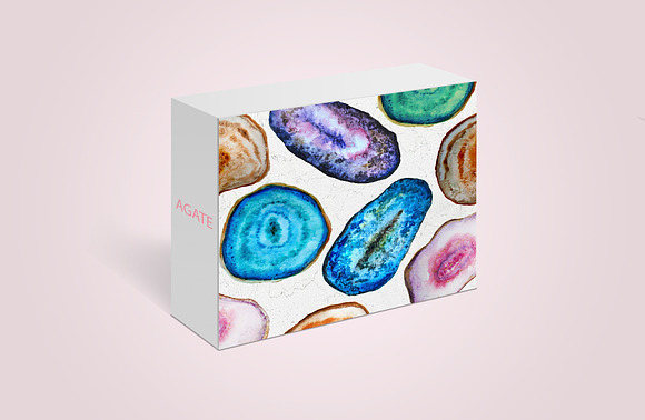 Watercolors agate gemstones clipart in Illustrations - product preview 4