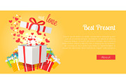 Best Presents with Love on Yellow Background.