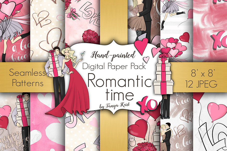 Romantic Time Digital Paper Pack
