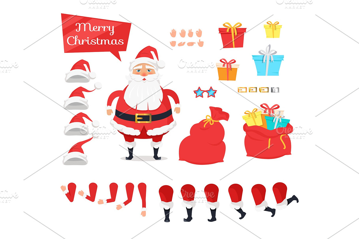 Set of Different Icons for Merry Xmas from Santa in Objects - product preview 8