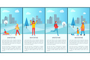 Wintertime Activities Poster Vector Illustration