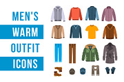 Warm men clothes icons