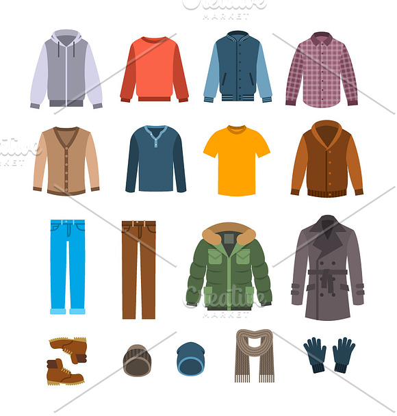 Warm men clothes icons in Objects - product preview 1