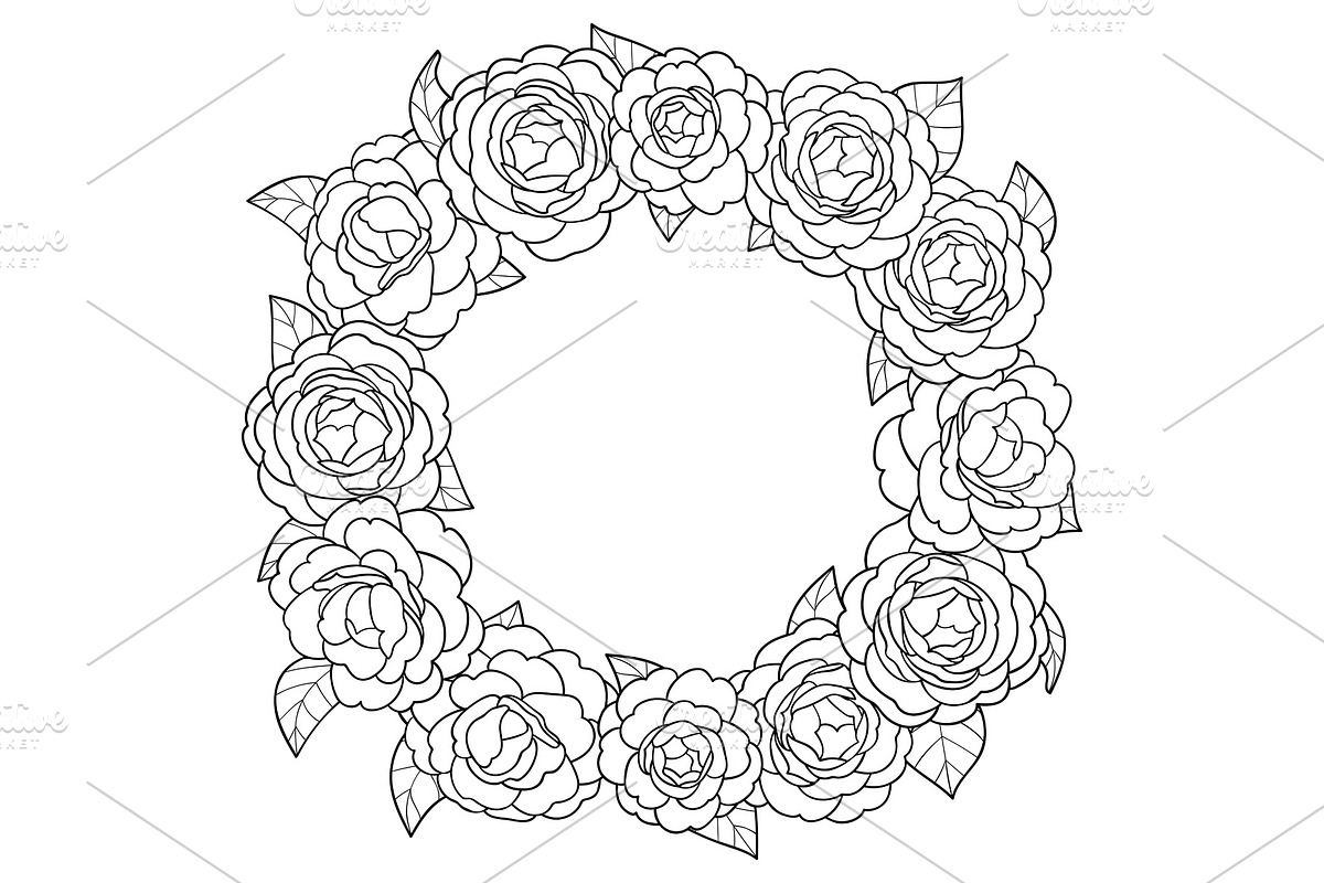 Camellia Round Frame in Illustrations - product preview 8