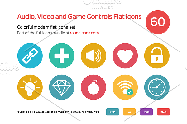 Audio, Video and Game Controls Flat