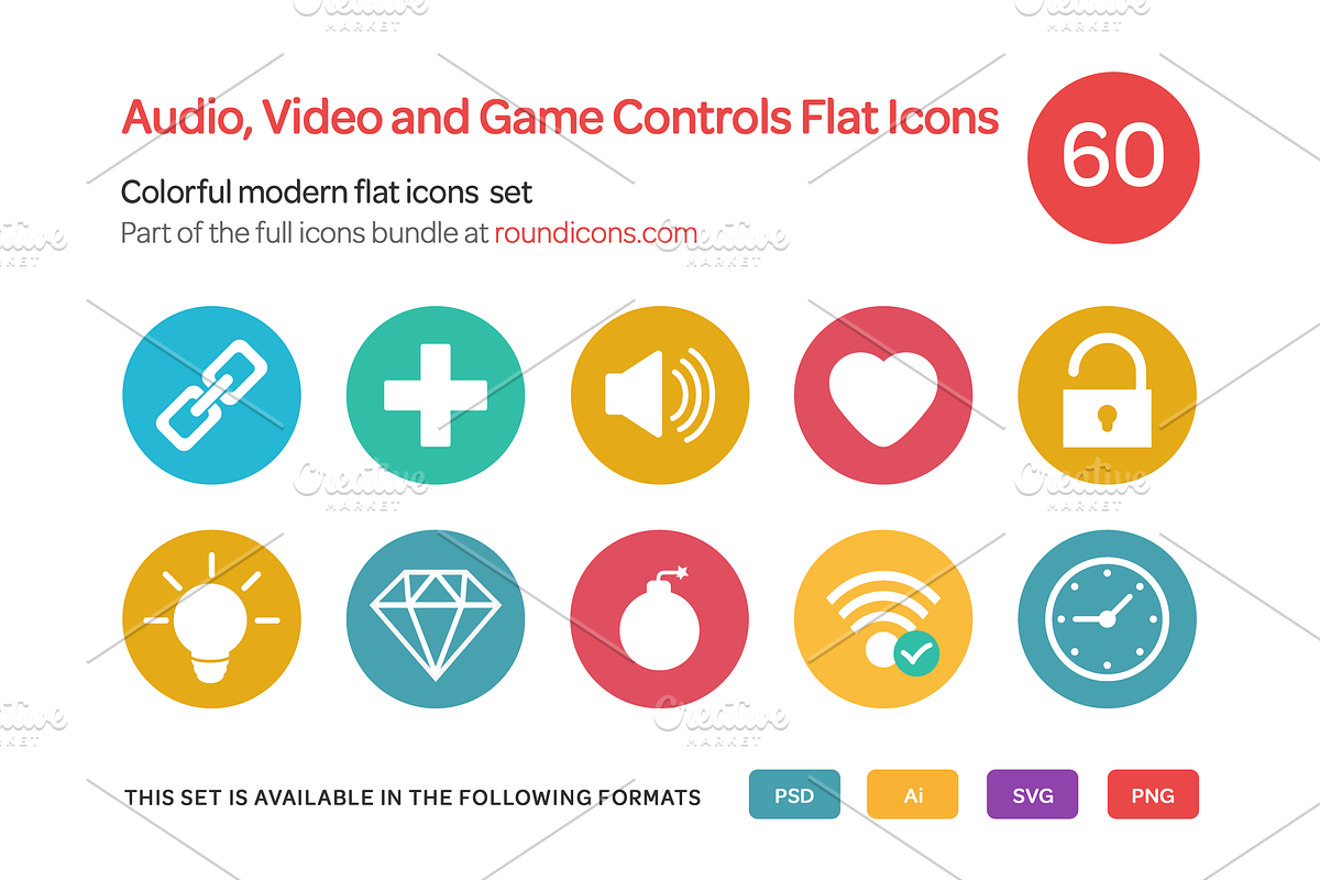 Audio, Video and Game Controls Flat in Graphics - product preview 8