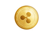 Golden ethereum blockchain coin symbol.