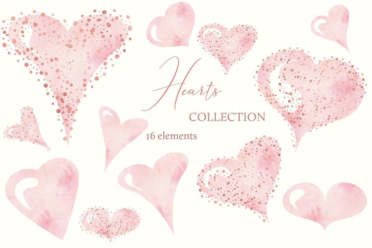 Watercolor Hearts Collection 002 in Objects - product preview 8