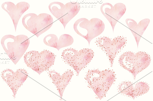 Watercolor Hearts Collection 002 in Objects - product preview 1