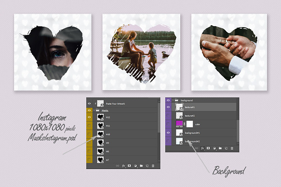 Heart masks. Instagram. in Instagram Templates - product preview 2