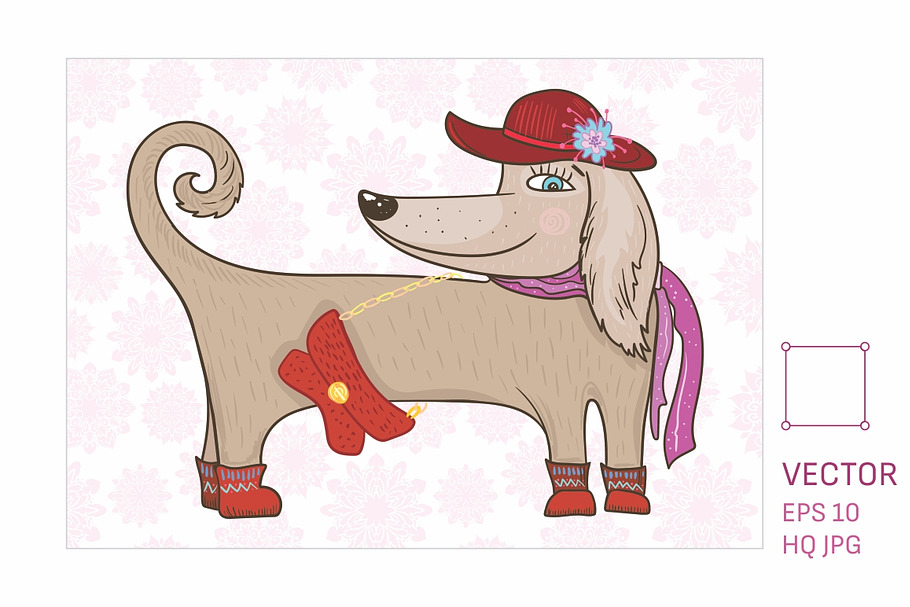 Fashion Dog Vector Illustration in Illustrations - product preview 8