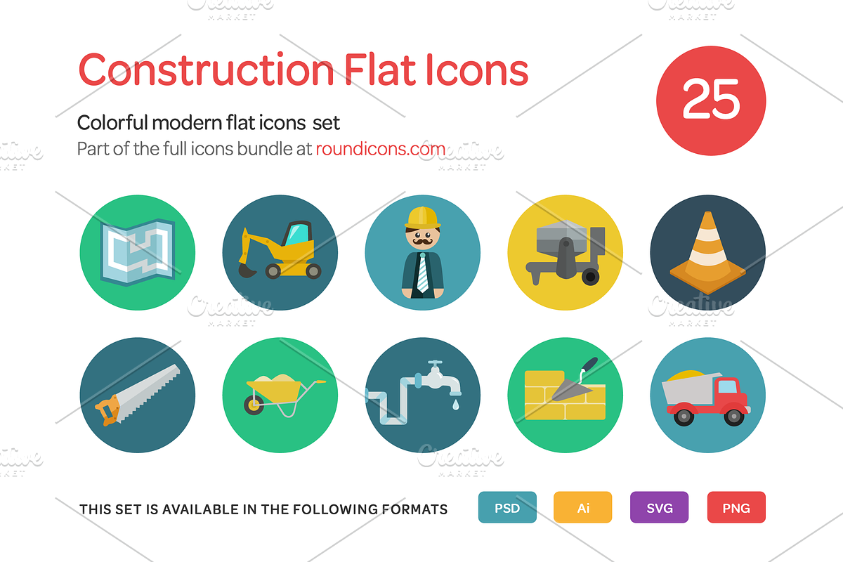 Construction Flat Icons Set in Graphics - product preview 8
