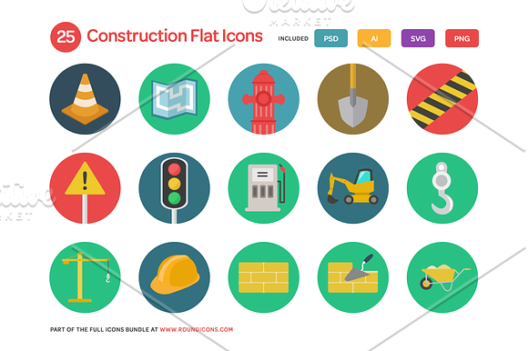 Construction Flat Icons Set in Graphics - product preview 1