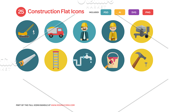 Construction Flat Icons Set in Graphics - product preview 2