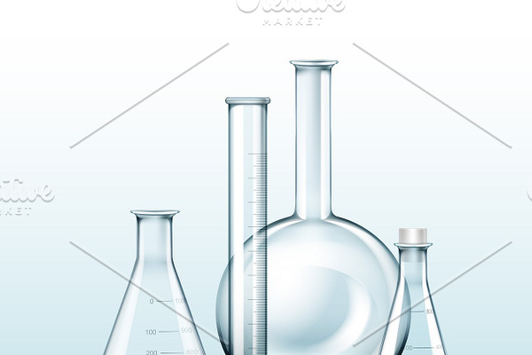 Glass chemical laboratory flasks