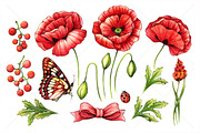 Floral and decor set (red color)