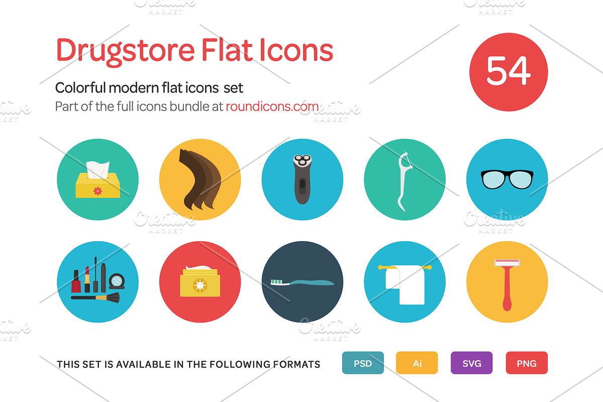 Drugstore Flat Icons Set in Graphics - product preview 8