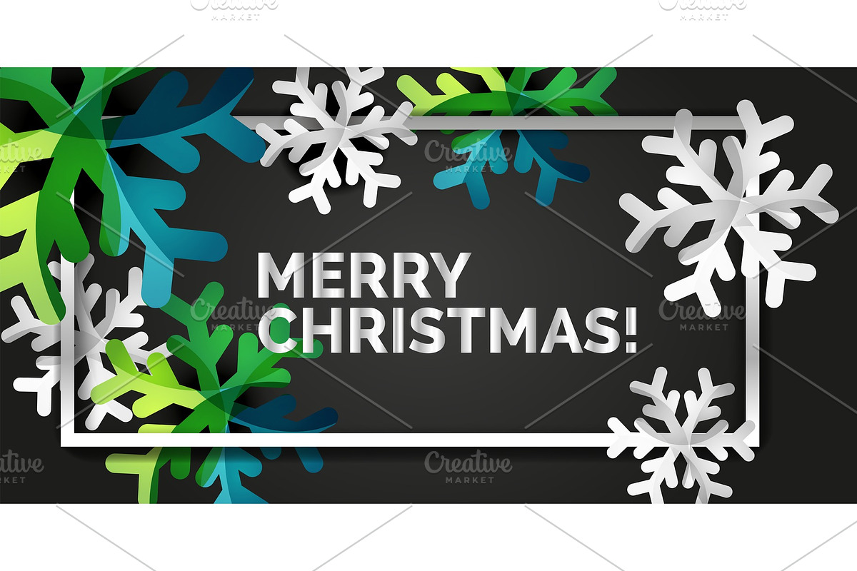 Snowflake Christmas greeting card template in Illustrations - product preview 8
