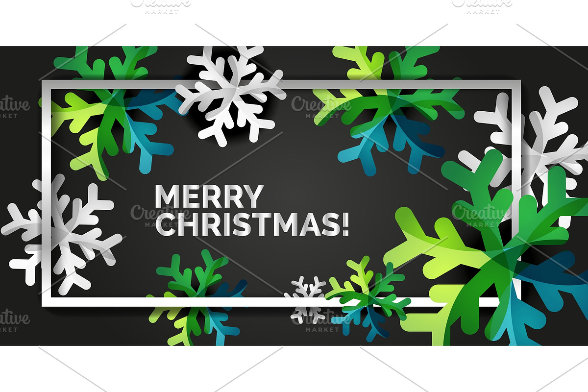 Snowflake Christmas greeting card template in Illustrations - product preview 8