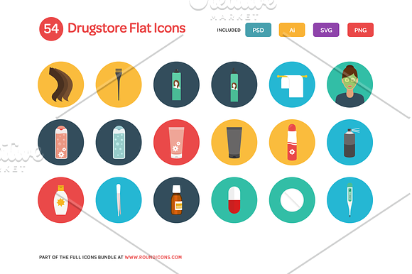 Drugstore Flat Icons Set in Graphics - product preview 2