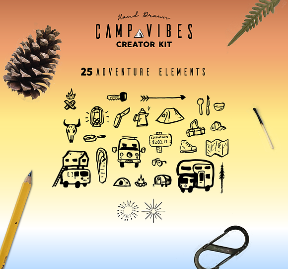 Lite-CAMP VIBES Creator Kit in Photoshop Shapes - product preview 2