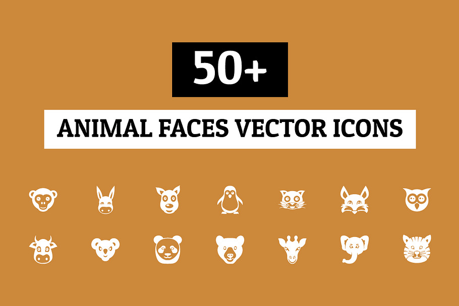50+ Animal Faces Vector Icons in Face Icons - product preview 8