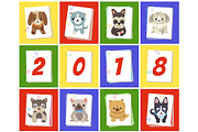 New Year 2018 Symbol Dog Vector Illustration