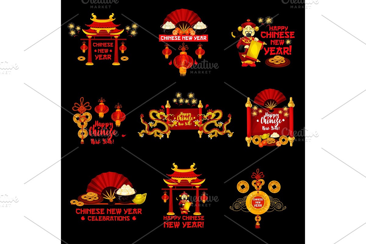 Chinese Lunar New Year holiday icon design in Illustrations - product preview 8