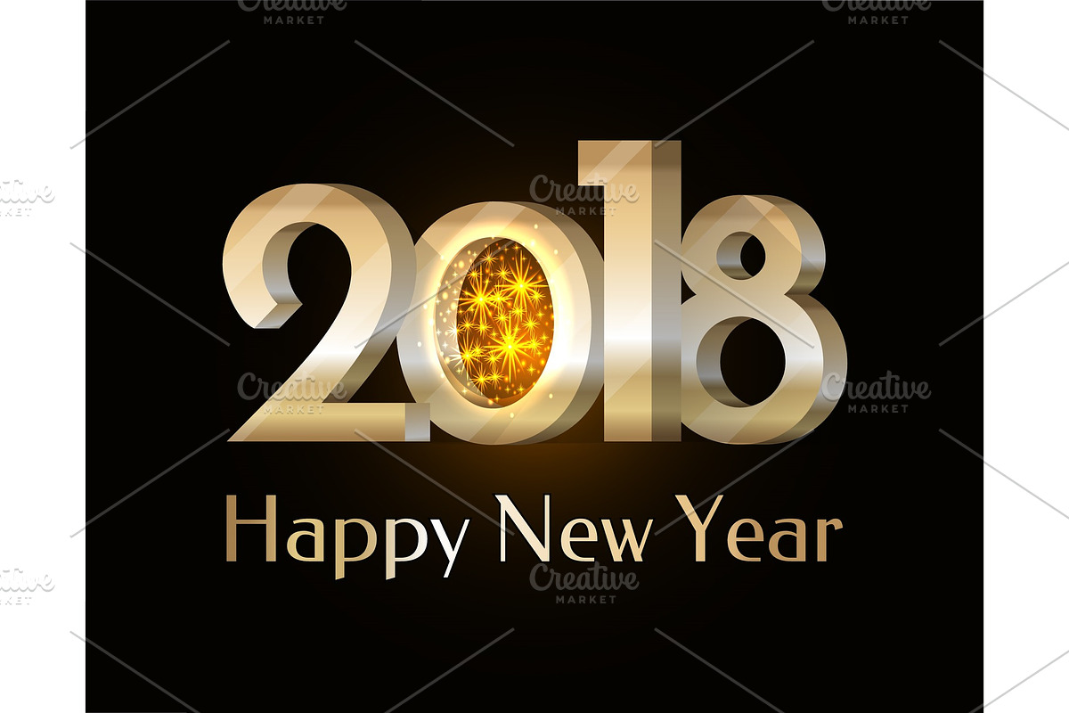 Happy New Year 2018 Sparkling Vector Illustration in Objects - product preview 8