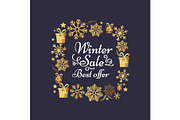 Winter Sale Best Offer Poster Made of Snowflakes