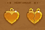 Vector golden heart love amulets