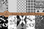 BLACK WHITE seamless patterns set