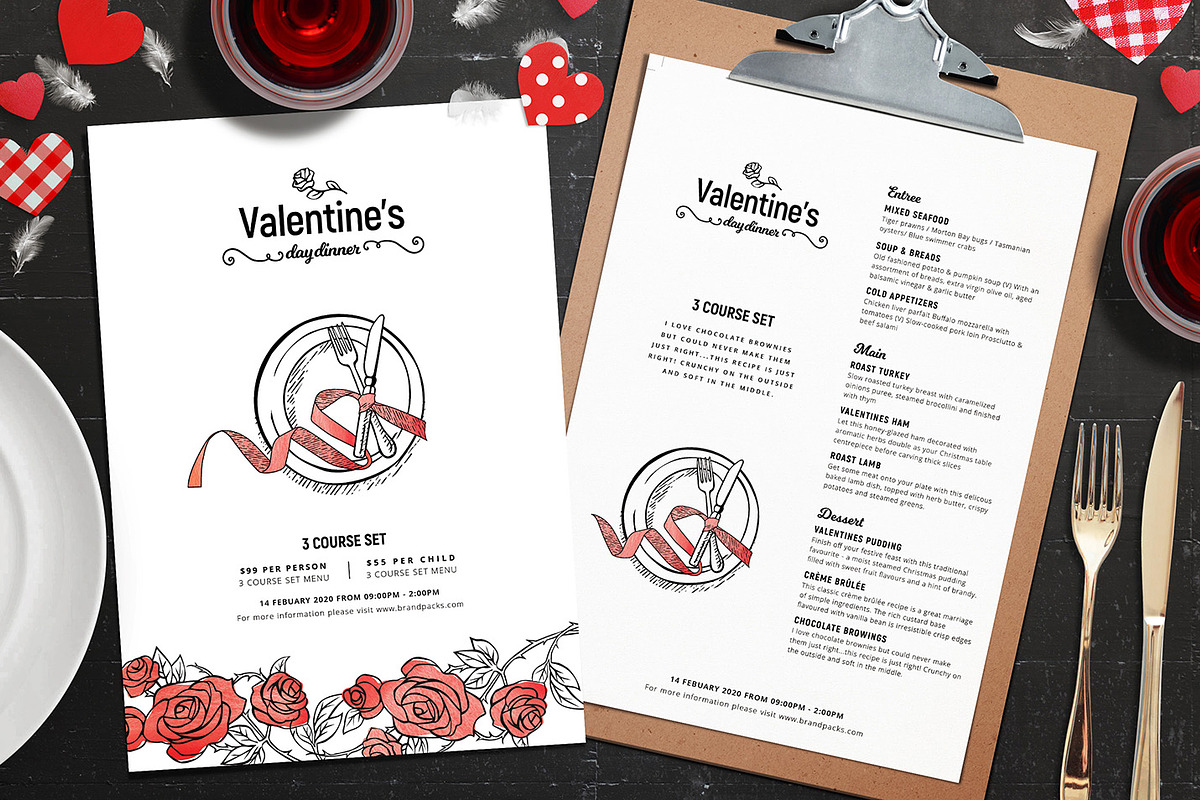 Valentines Menu Template in Flyer Templates - product preview 8