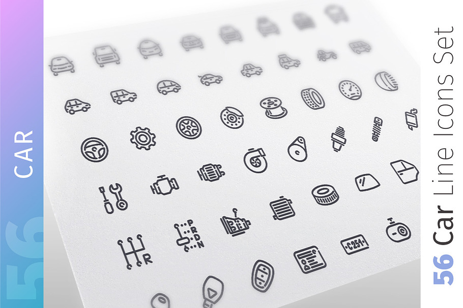 Car Line Icons Set in Car Icons - product preview 8