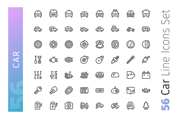 Car Line Icons Set in Car Icons - product preview 1