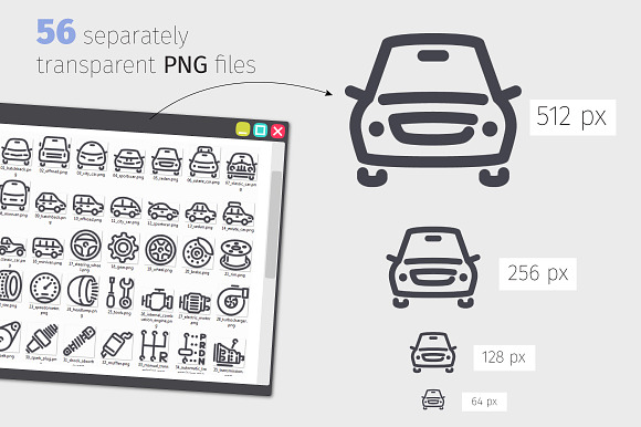 Car Line Icons Set in Car Icons - product preview 2