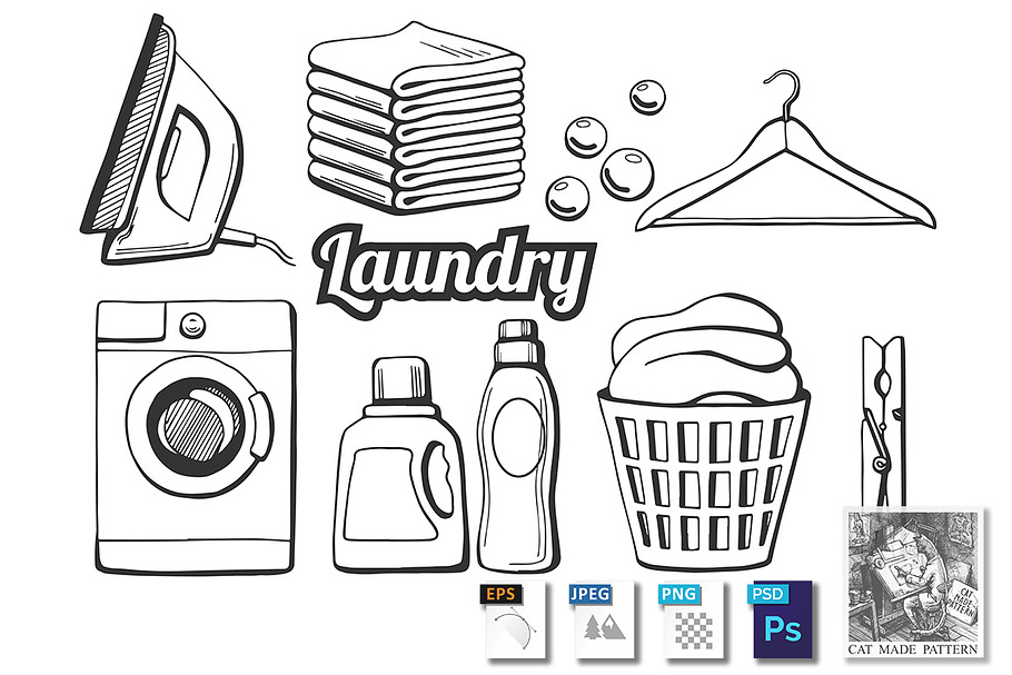 Laundry icons set in Illustrations - product preview 8