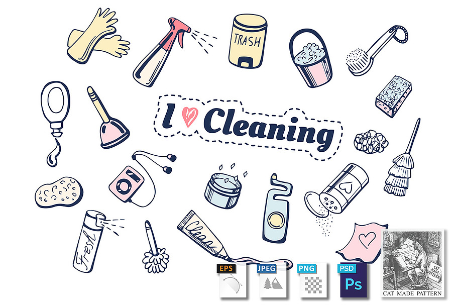 I love cleaning icons set in Illustrations - product preview 8