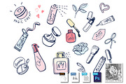 Girlish makeup items icons