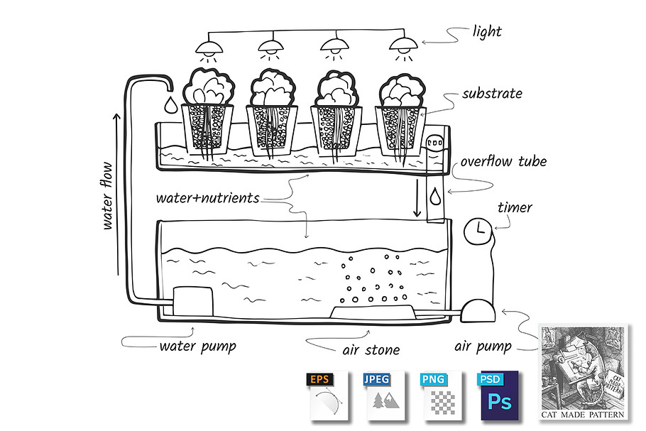 Ebb and flow hydroponic system in Illustrations - product preview 8