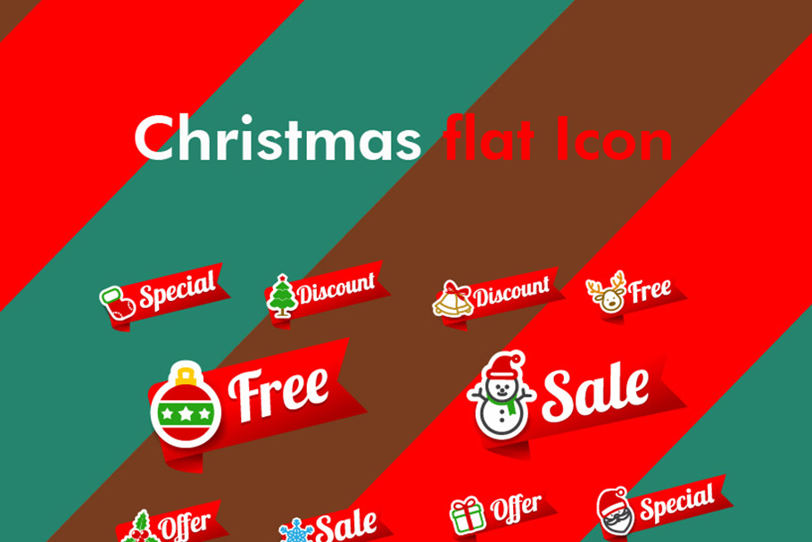 Christmas promotion tag & flat icon